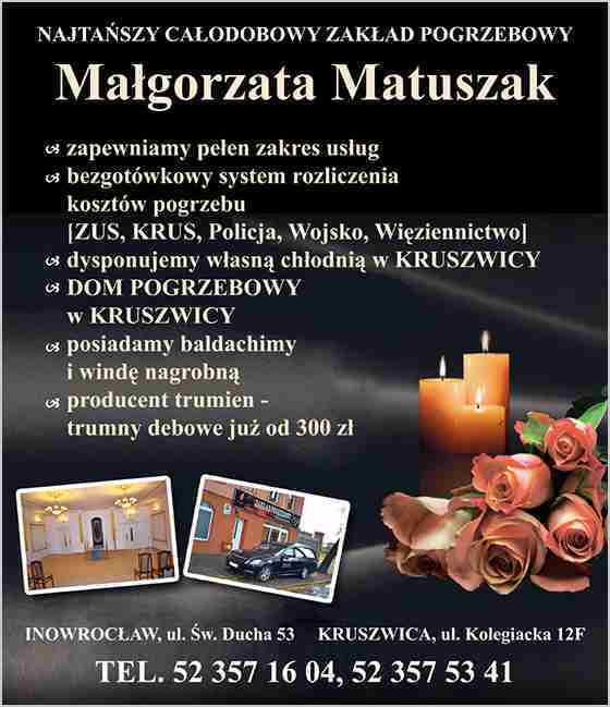 Zakład Pogrzebowy IN LUCTU Małgorzata Matuszak - pogrzeby INOWROCŁAW pogrzeby INOWROCŁAW